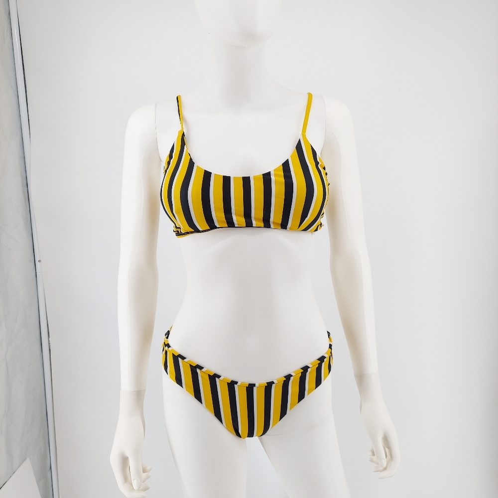 Black and Yellow Striped Bikini Pre-owned